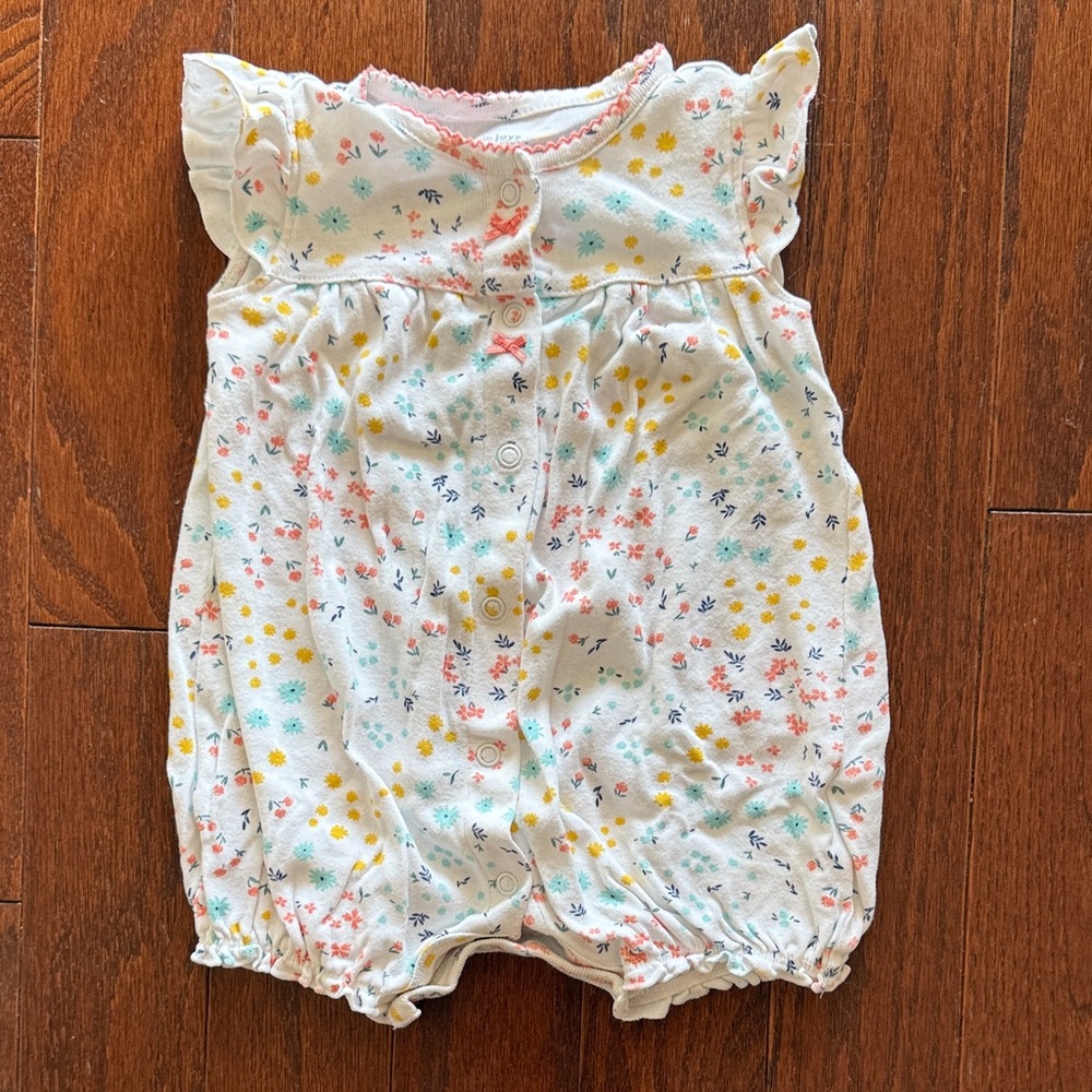 Carter's White Floral Girls Baby Romper 3-6 months